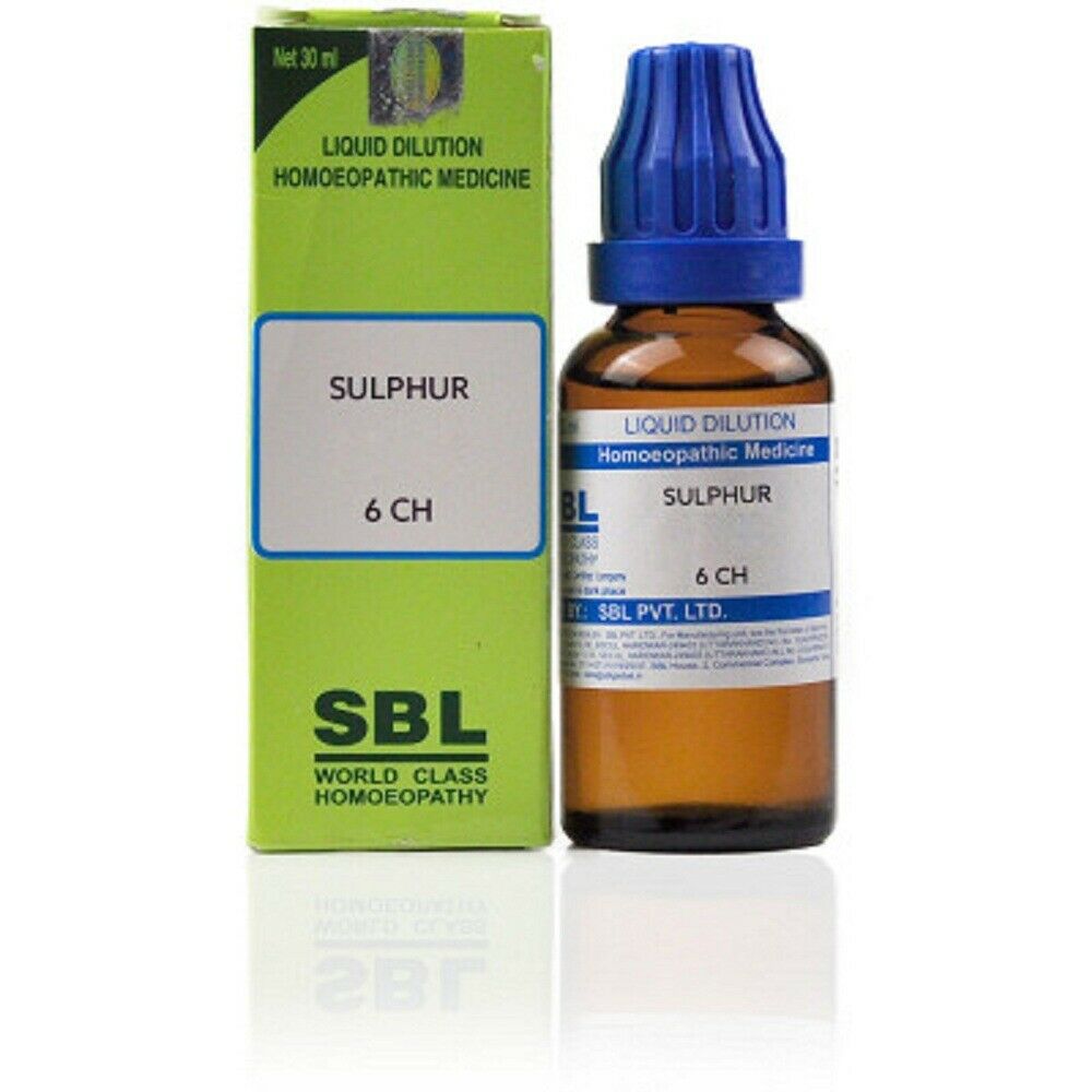 SBL Homoeopathic Sulphur Dilution (30ml)Relieves Burning, Cramps,varicose Veins 6