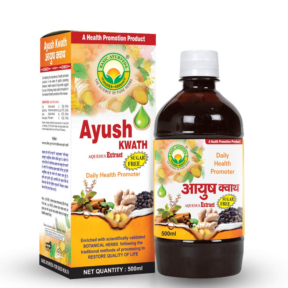 BASIC AYURVEDA Ayush Kwath Aqueous Liquid Extract Sugar-Free 500 Ml 1